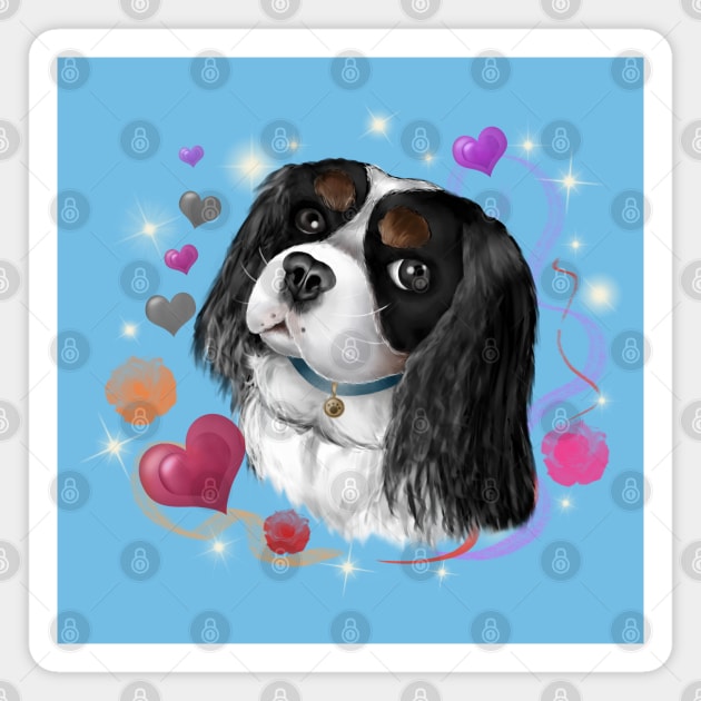 Tri-Colored Cavalier King Charles Spaniel Love Design Magnet by Cavalier Gifts